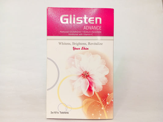Glisten Advance – Glutathione & Vitamin C for Radiant, Clear, and Brighter Skin! 30 Tablets