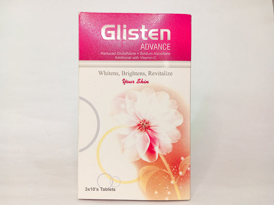 Glisten Advance – Glutathione & Vitamin C for Radiant, Clear, and Brighter Skin! 30 Tablets